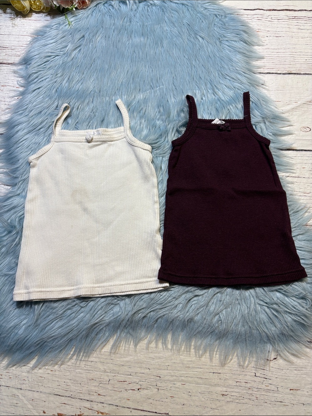 Jamie Kay Ribbed Tank Tops in Ivory & Dark Plum - Set of 2